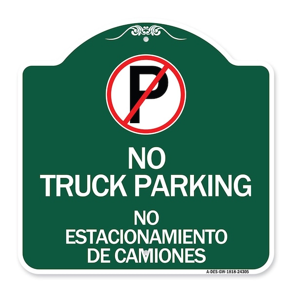 Bilingual No Parking No Truck Parking No Estacionamiento De Camiones Alum, 18" x 18", GW-1818-24305
